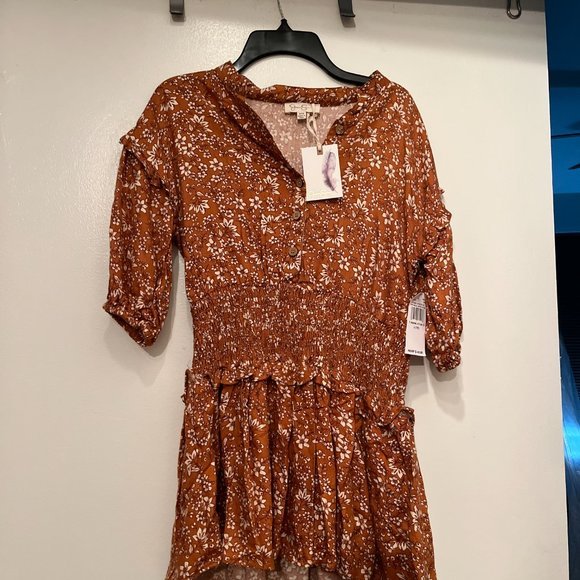Jessica Simpson NWT Girl's Rust Floral Elastic Waist Blouse (nwt / L (10) - Picture 4 of 16